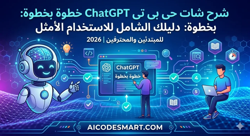 صورة بارزة لمقال: دليل شامل لاستخدام ChatGPT خطوة بخطوة لعام 2026، من تقديم AICODESMART.COM.