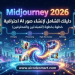 شرح Midjourney 2026 لإنشاء صور احترافية بالذكاء الاصطناعي باستخدام أوامر وبرومبتات متقدمة للمبتدئين والمحترفين. لموقع www.aicodesmart.com