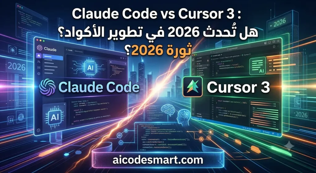 Claude Code vs Cursor 3 مقارنة بين أفضل أدوات البرمجة بالذكاء الاصطناعي في 2026.مقدم من موقع aicodesmart.com